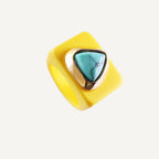 Anillo para mujer amarillo con turquenita