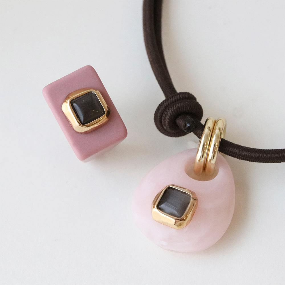 Anillo Rosa Viejo con selenita gris SAIRA