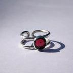 Anillo Doble Hilo Granate