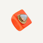 Anillos grandes bisutería color naranja flúor con piedra natural [ Spritz ]