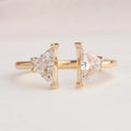 Antique Shape Trapezoid Cut Two Stone Open Cuff Ring