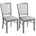 2-Pack Farmhouse Dining Chairs with Linen Upholstery, Rubberwood Legs, Gray