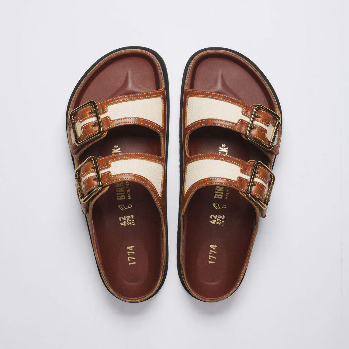 Birkenstock 1774 Canvas Two-Strap Sandal — Brown