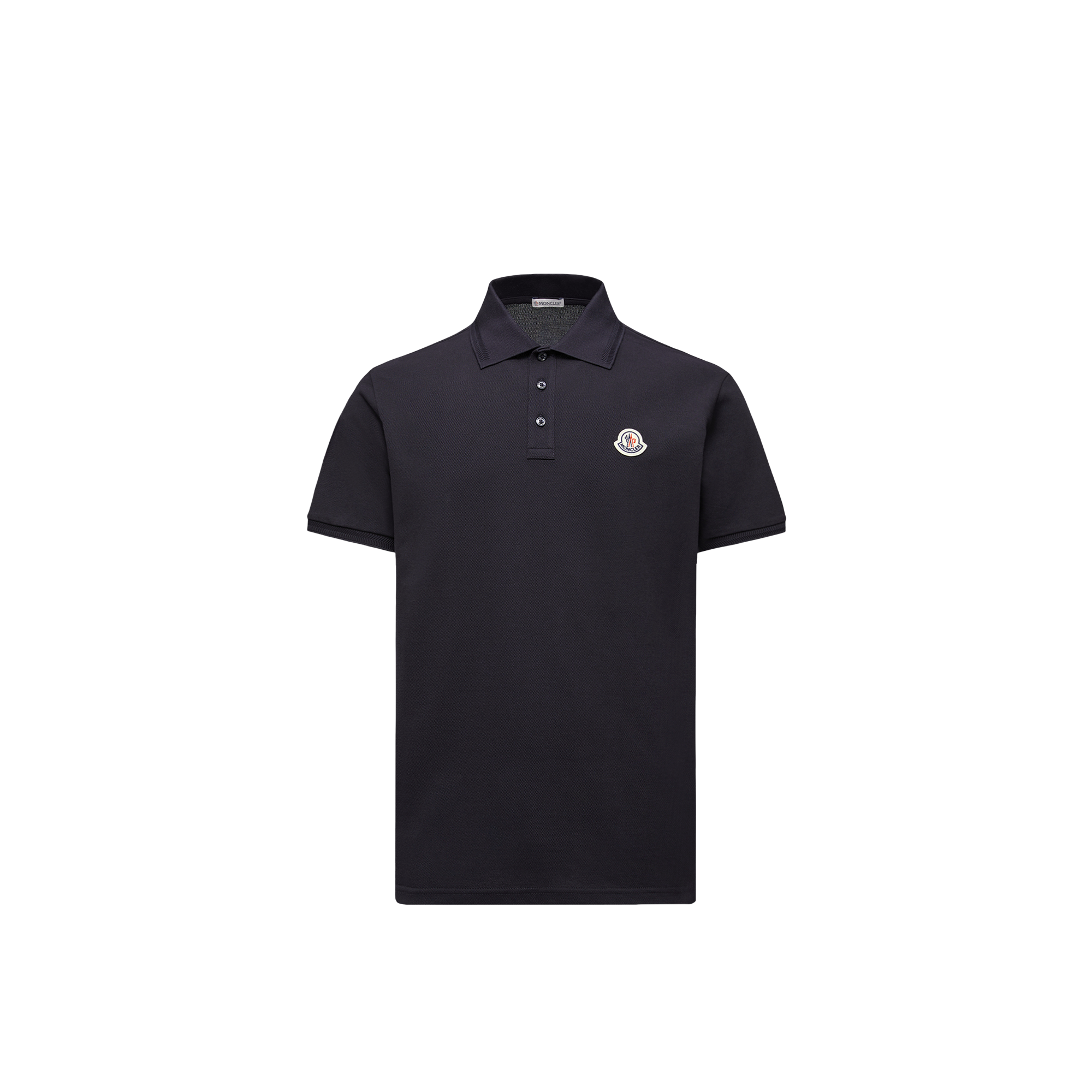 Moncler Logo-Embroidered Polo — Black