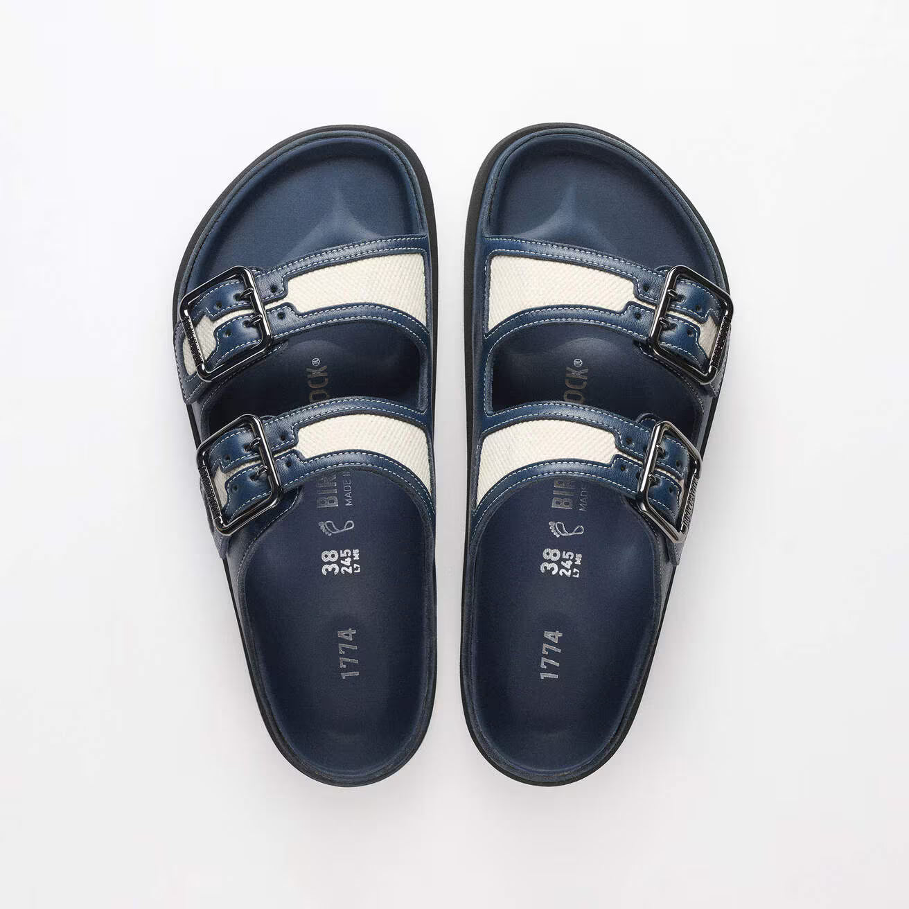Birkenstock 1774 Canvas Two-Strap Sandal — Navy