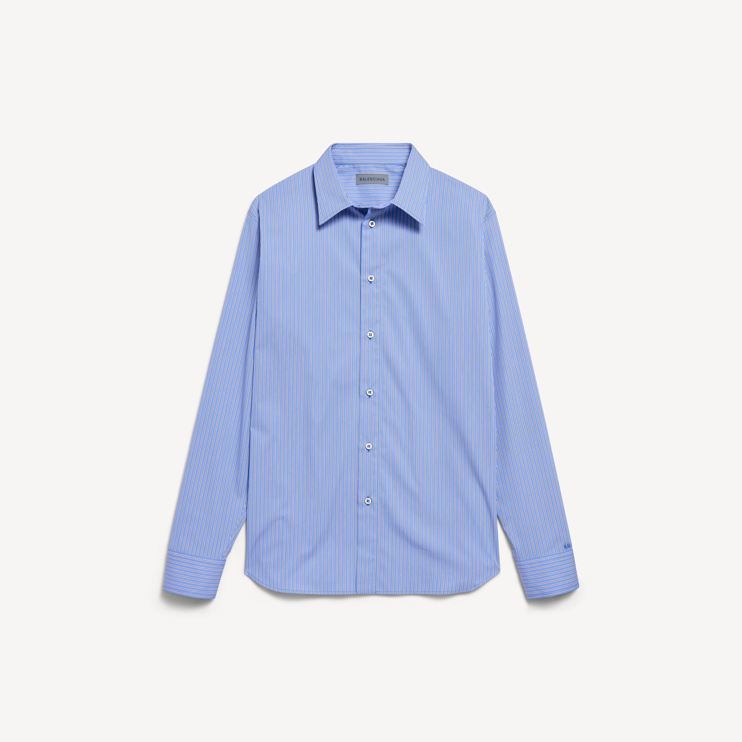 Balenciaga Striped Cotton Shirt — Blue