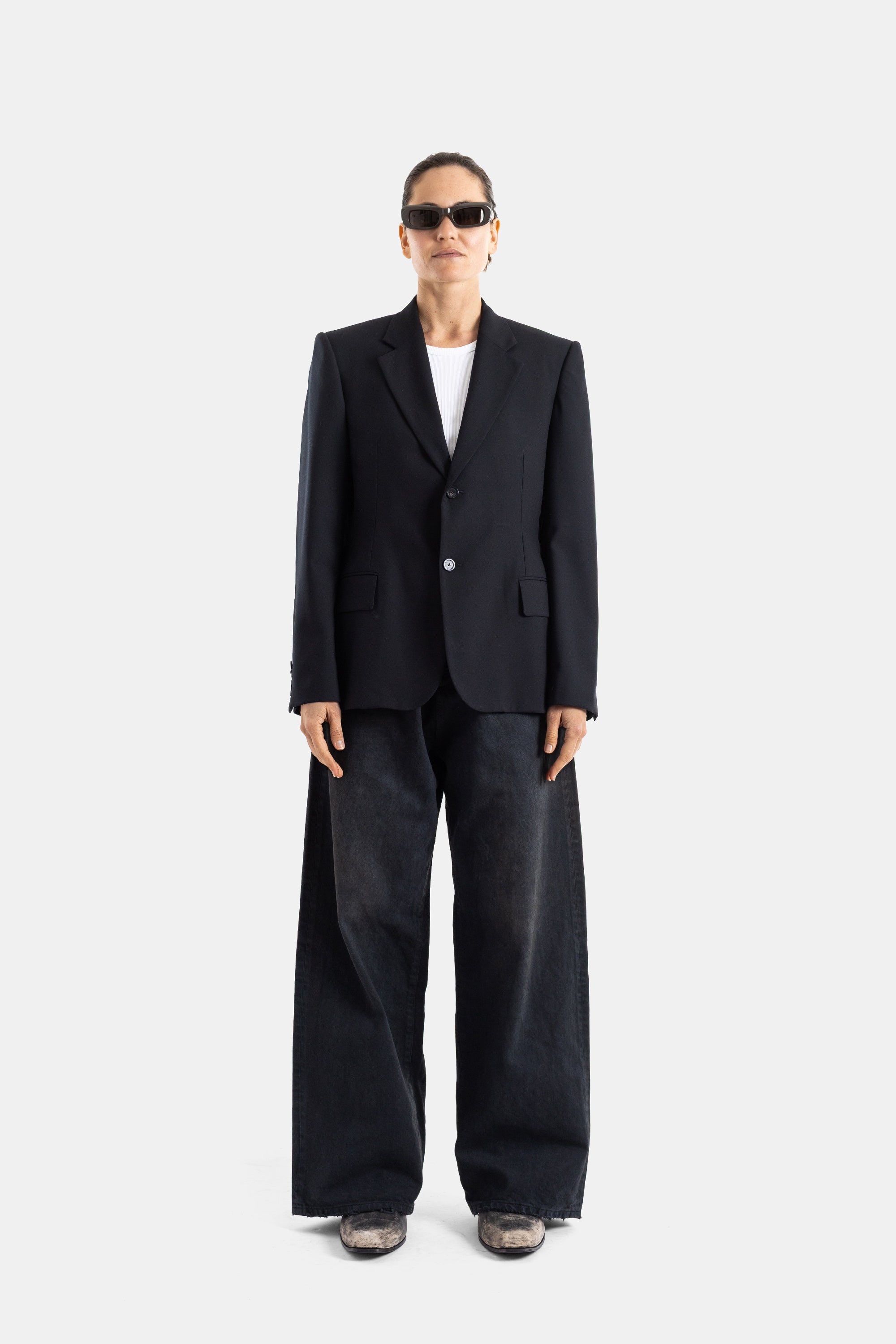Balenciaga Two-Button Tailored Blazer — Black