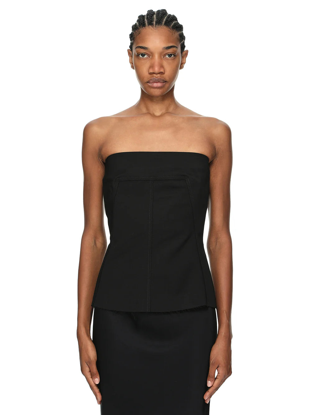 Rick Owens Strapless Bustier Tank Top — Black