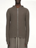 Rick Owens Ribbed Zip-Up Hoodie Hoodie — Gray