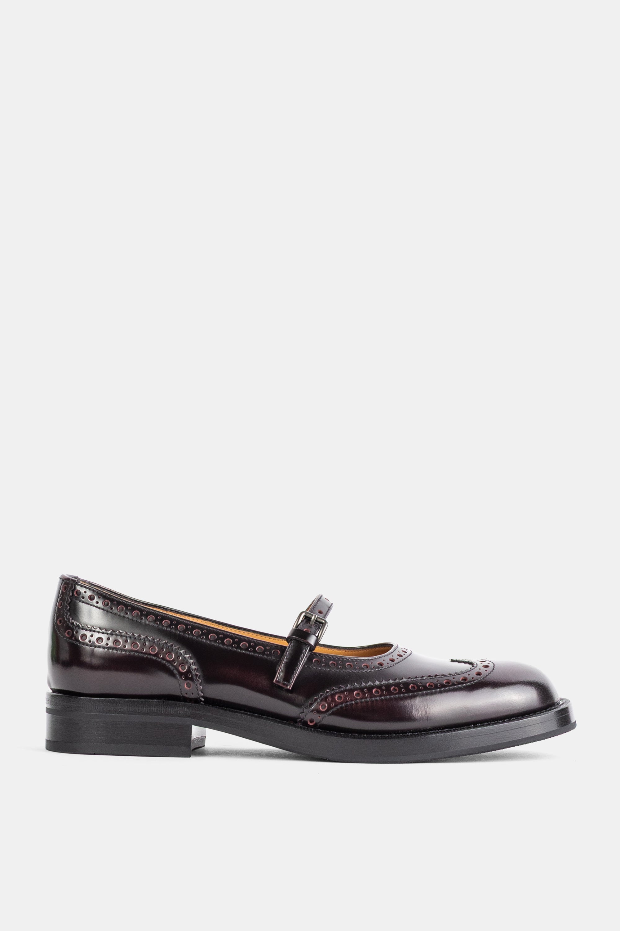 Church'S Wingtip Brogue Leather Mary Jane Flat — Red