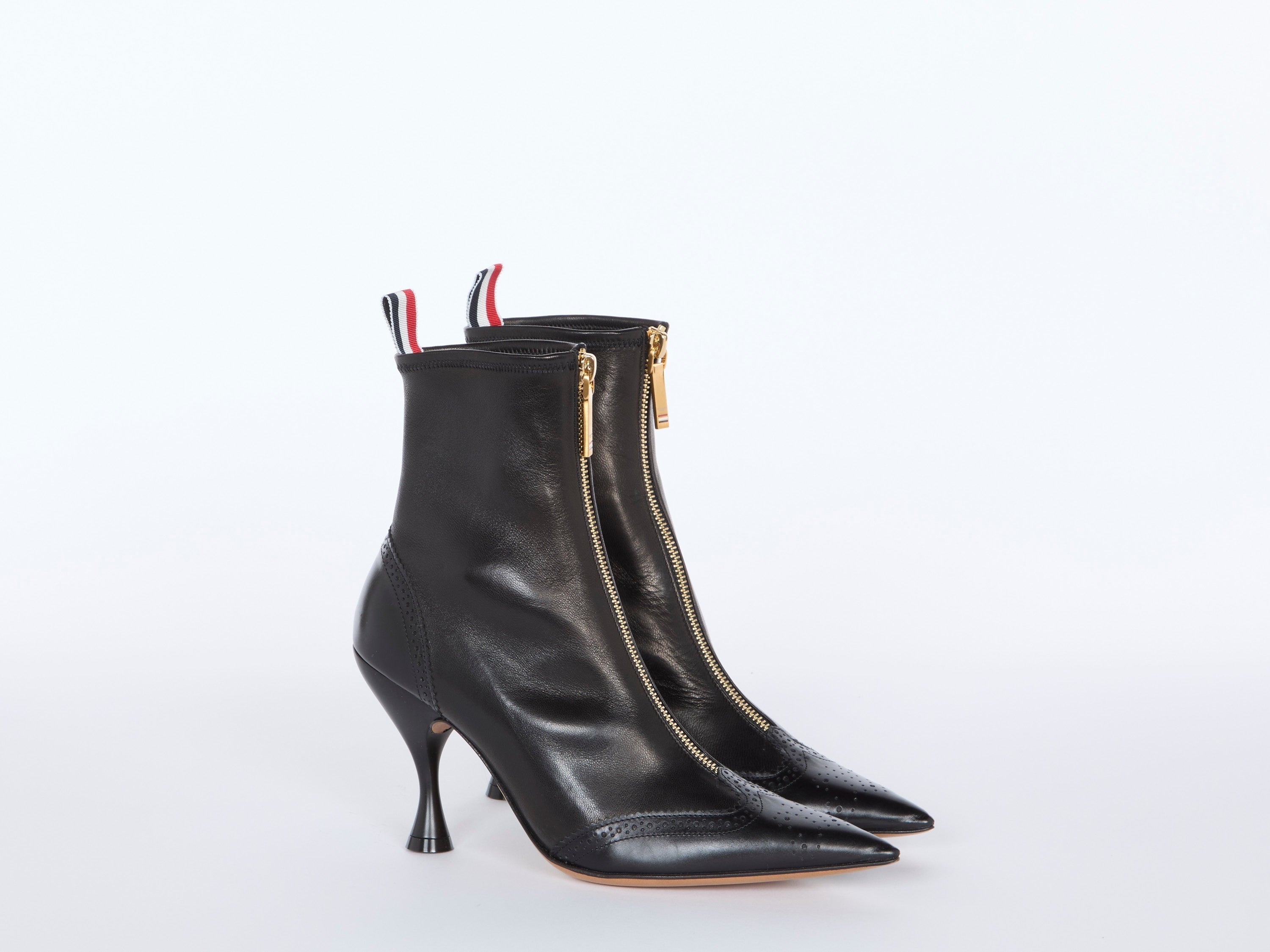 Thom Browne Wingtip Calfskin Bootie — Black