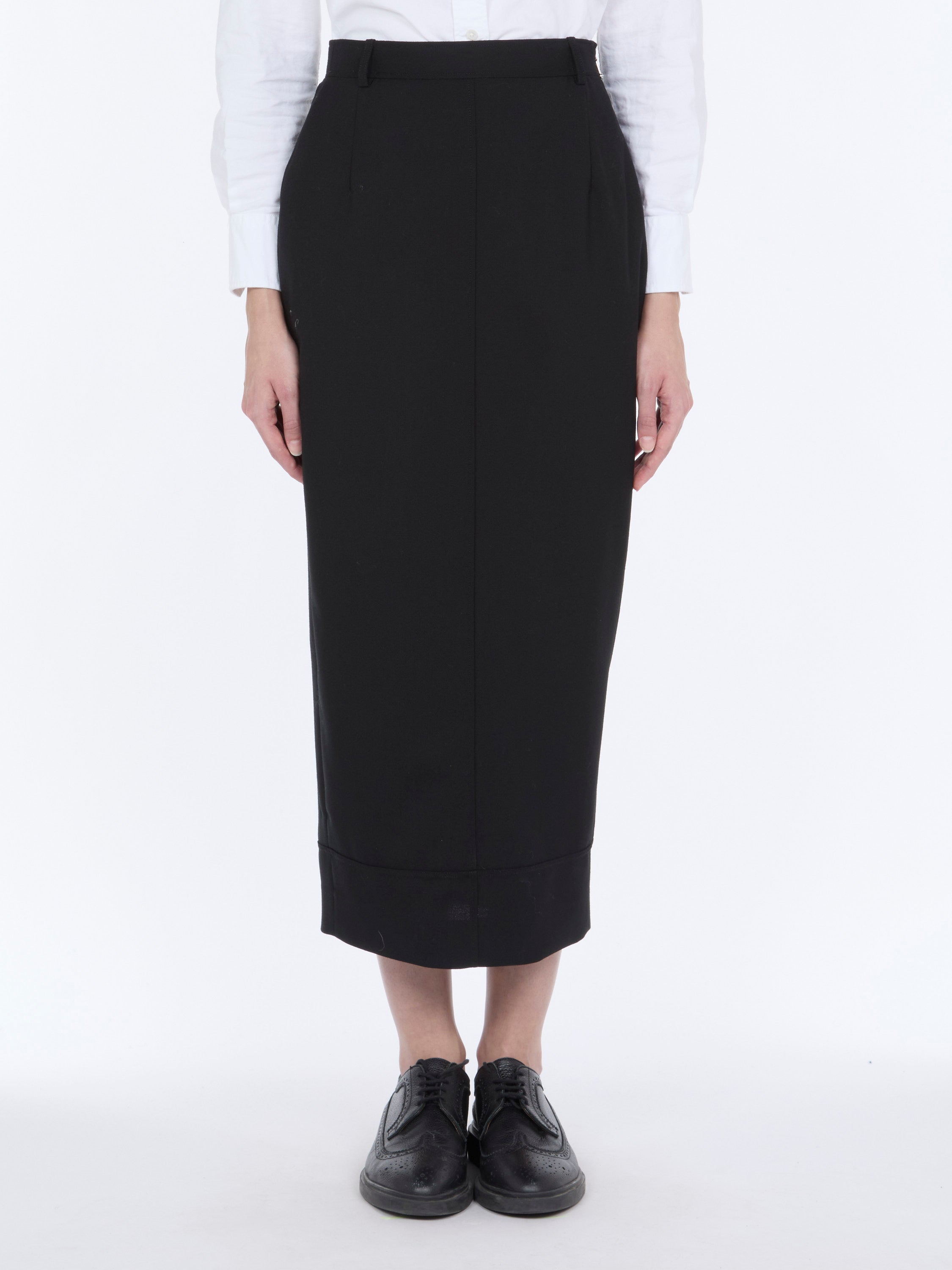 Thom Browne High-Waisted Hopsack Pencil Skirt — Black