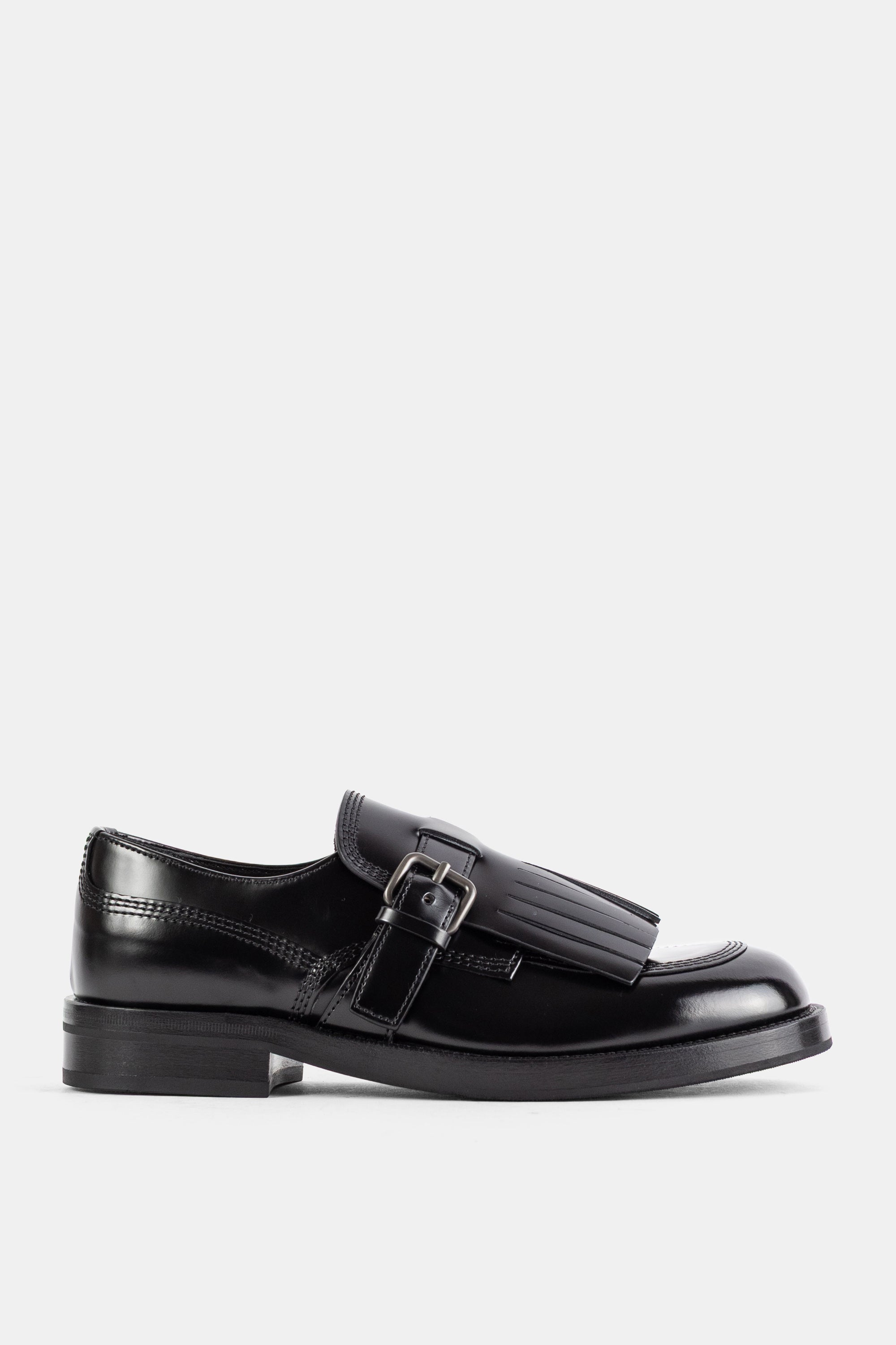 Church'S Polished Calfskin Derby Flat — Black