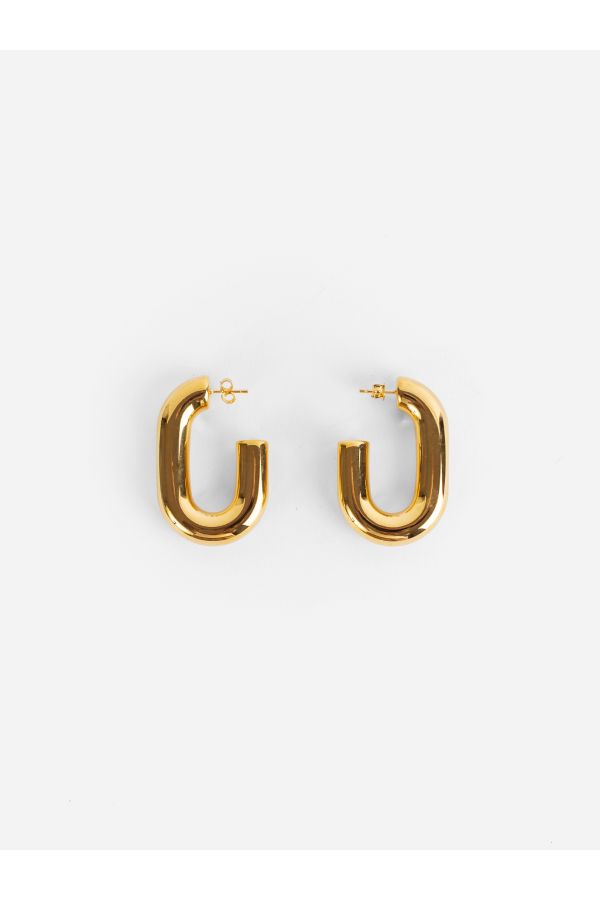 Rabanne Polished Gold Hoops Earrings — Gold