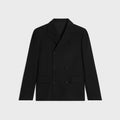 Celine Double-Breasted Wool Blazer — Black
