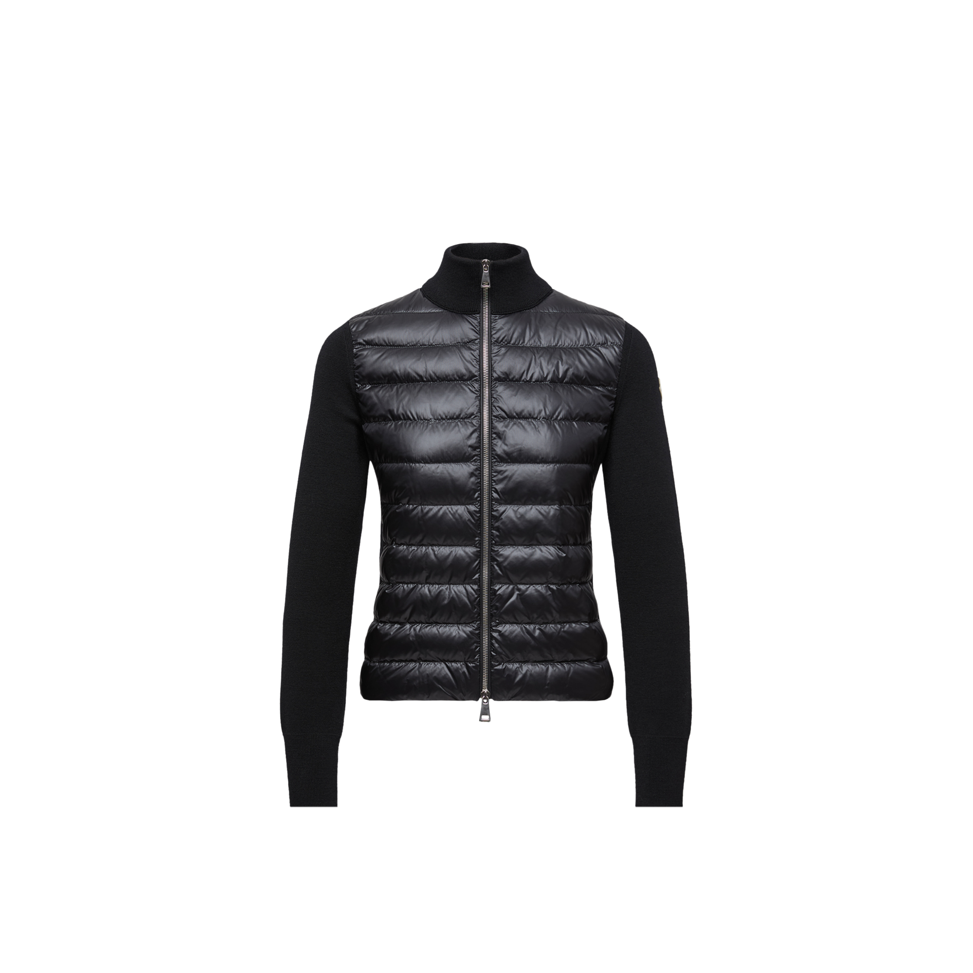 Moncler Knit-Trimmed Quilted Down Jacket — Black