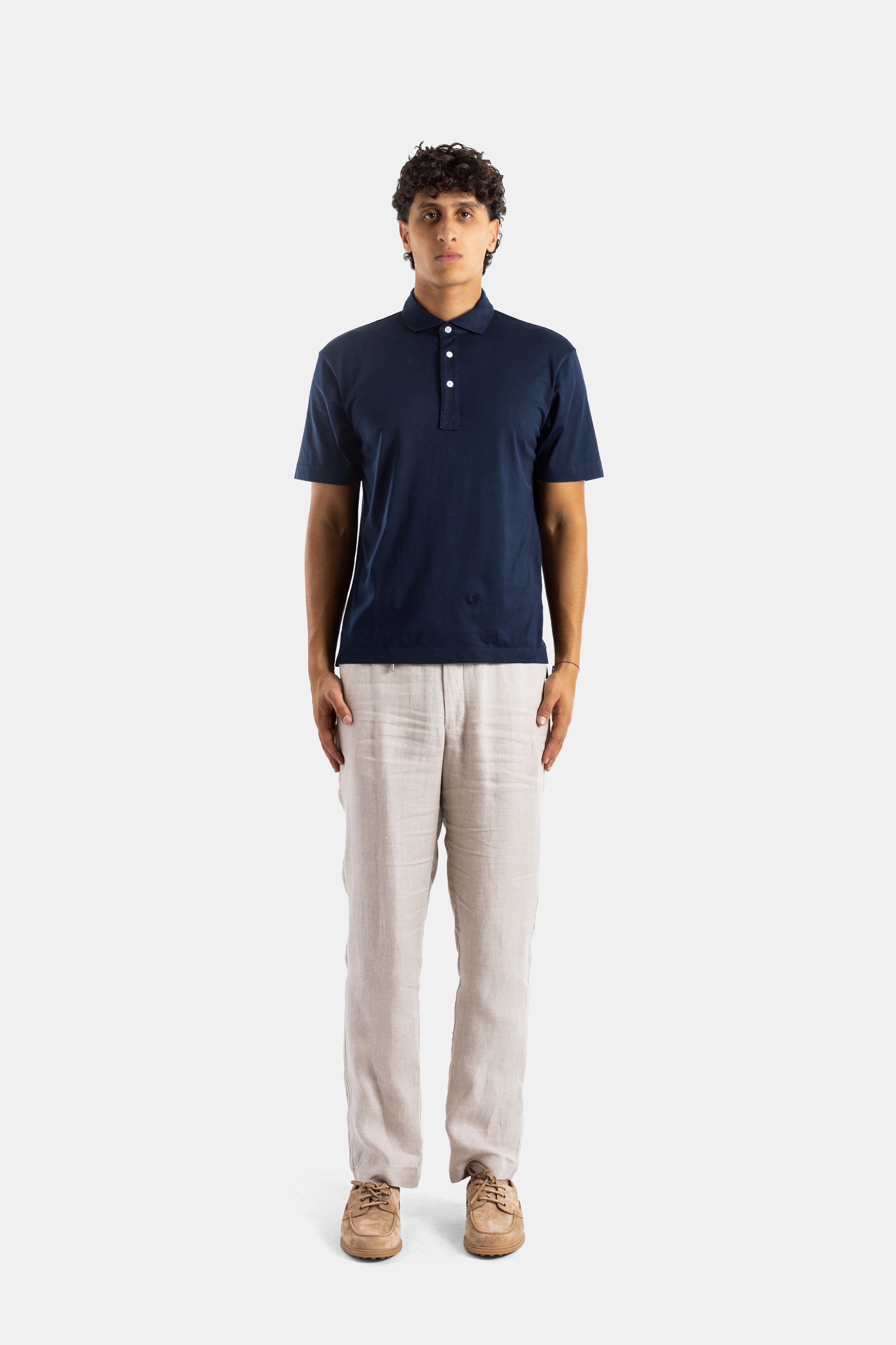 Handvaerk Pima Cotton Polo Shirt — Navy