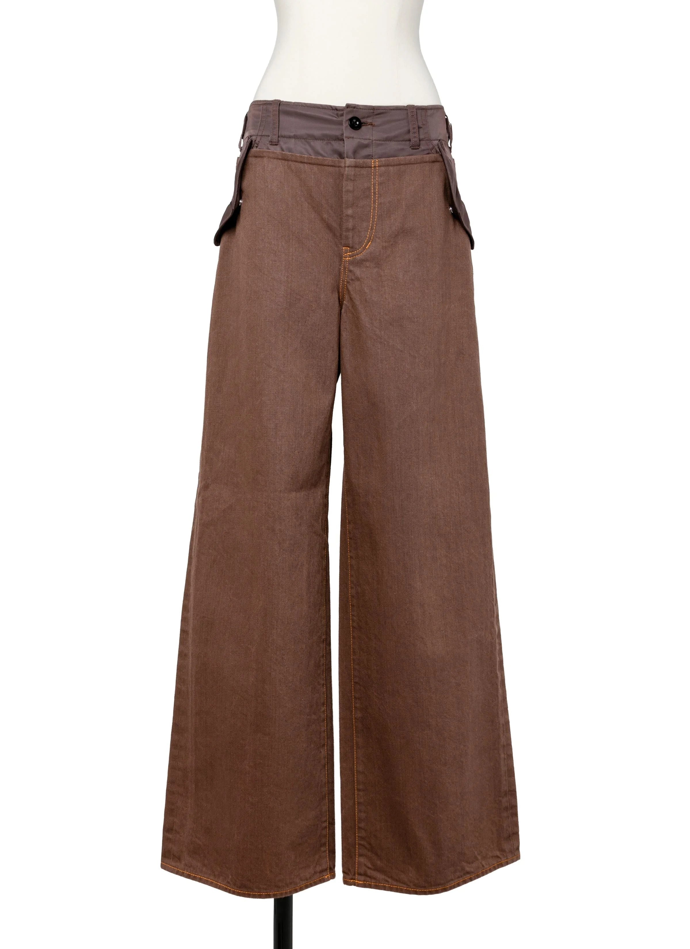 Sacai Corduroy Wide-Leg Trousers — Brown