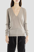 Rick Owens V-Neck Knit Sweater — Gray