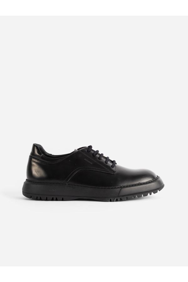 Referenc Leather Oxford Derby Flat — Black
