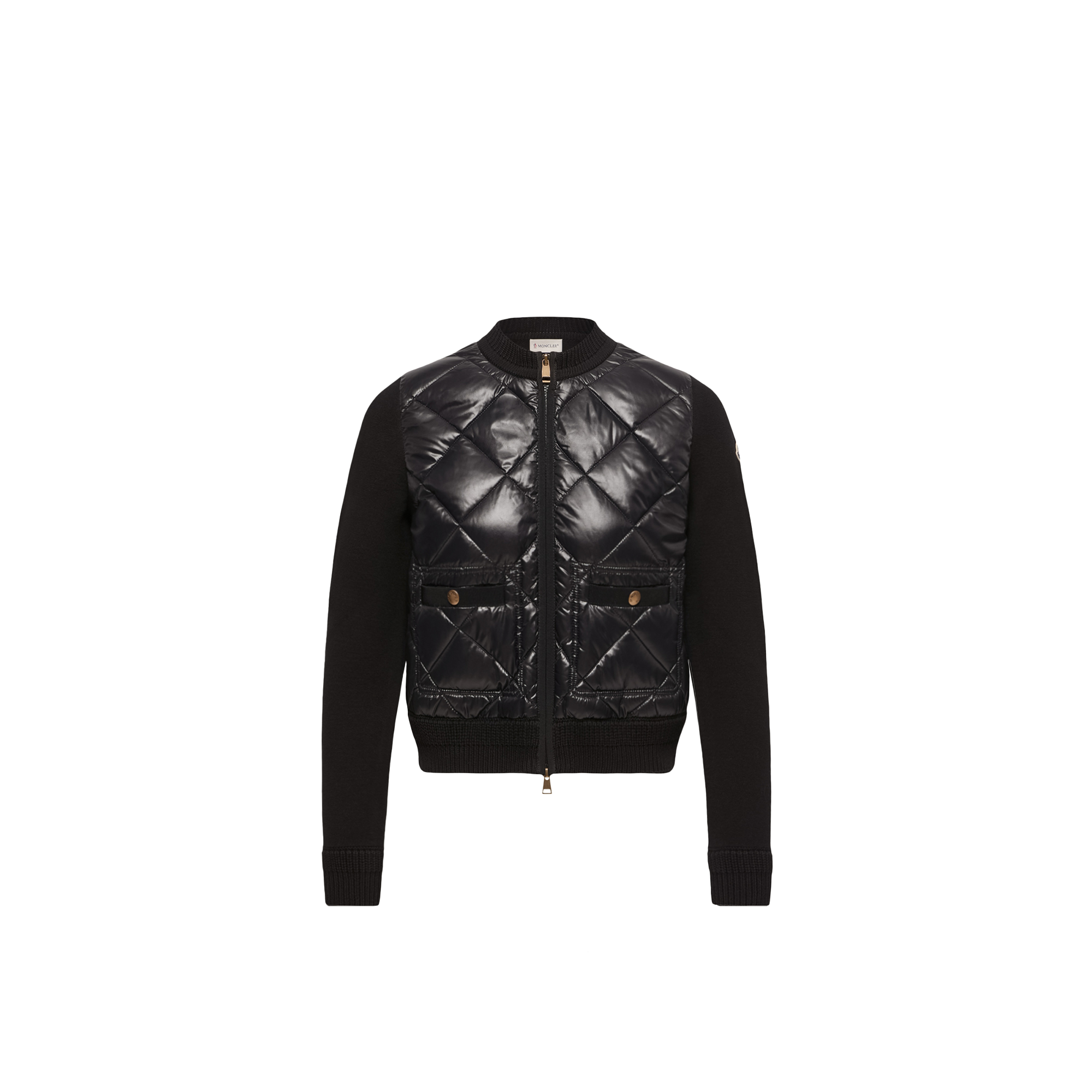Moncler Quilted Diamond Knit Down Jacket — Black