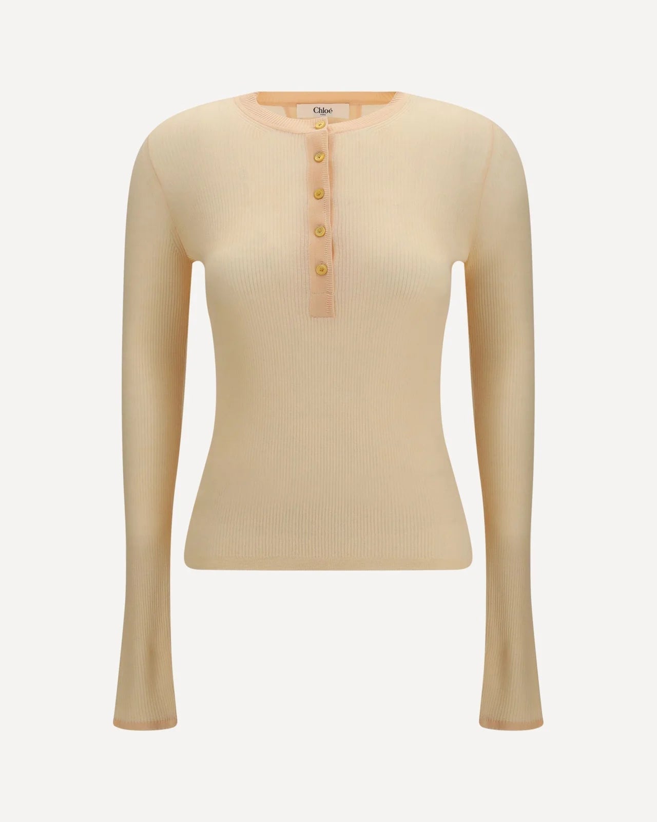 Chloé Superfine Wool Ribbed Sweater — Orange