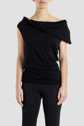 Rick Owens Asymmetric Draped Blouse — Black