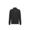 Moncler Piqué Cotton Long-Sleeve Polo — Blue