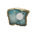 Aqua Agate Gemstone Taper Candle Holder