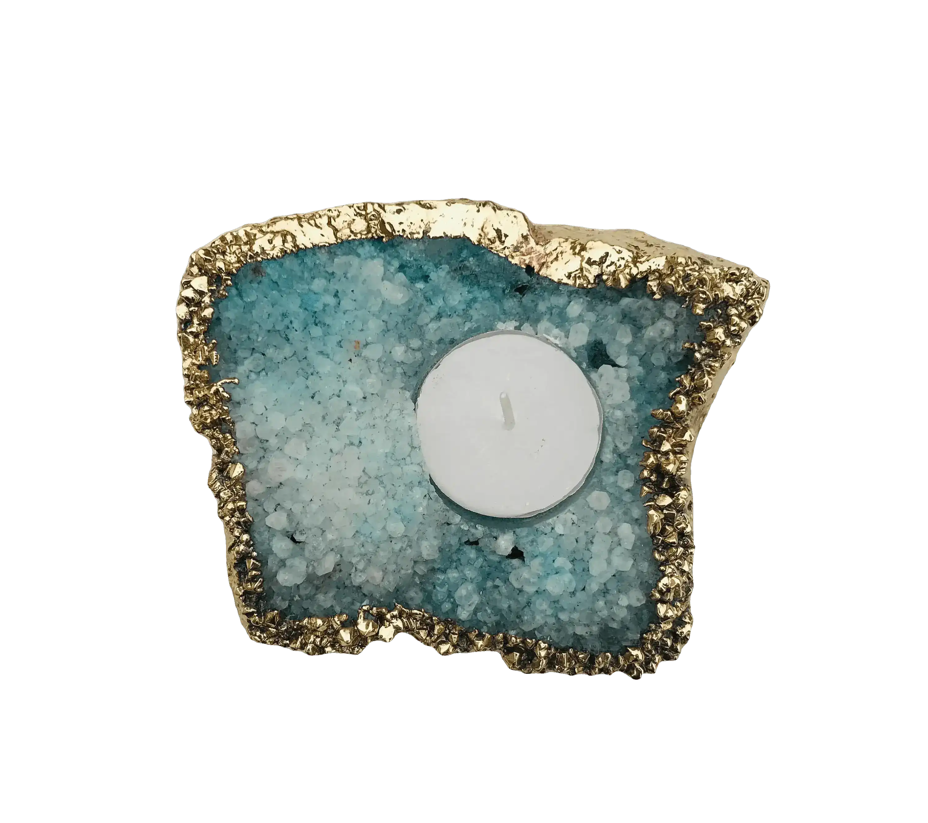 Aqua Agate Gemstone Taper Candle Holder