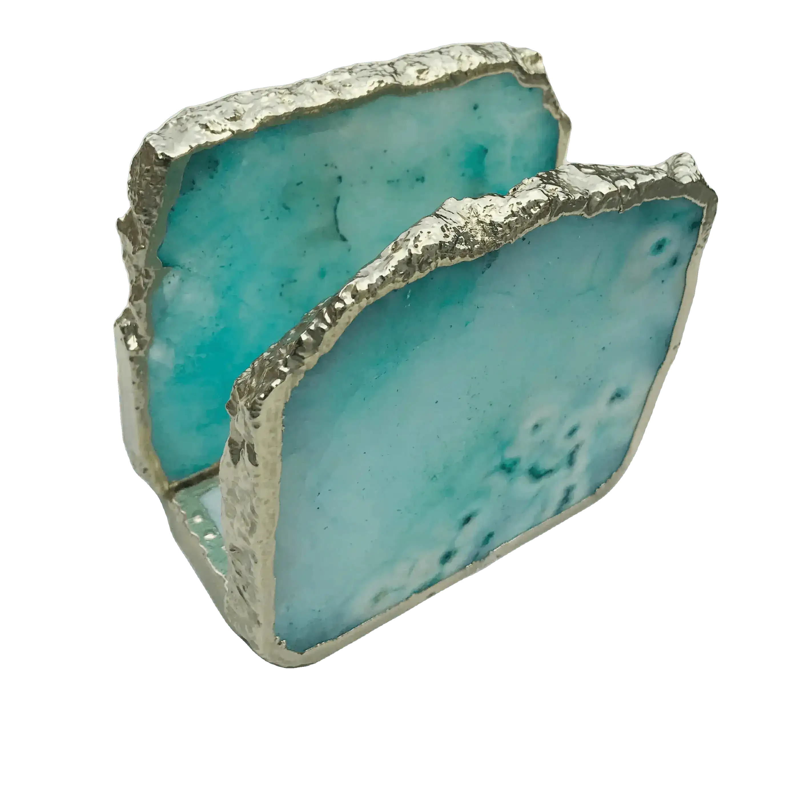 Aqua Agate Stone Napkin Holder