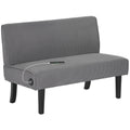 46.5" Loveseat 2-Seater Corduroy Sofa with Rubber Wood Legs & USB/USB-C Ports Grey