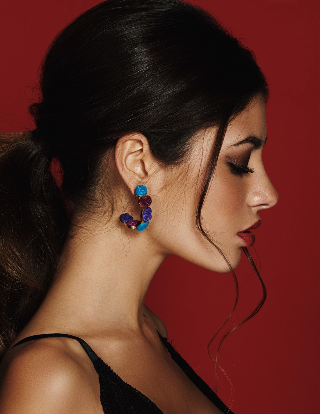 Pendientes Rainbow Buganvilla y Turquesa