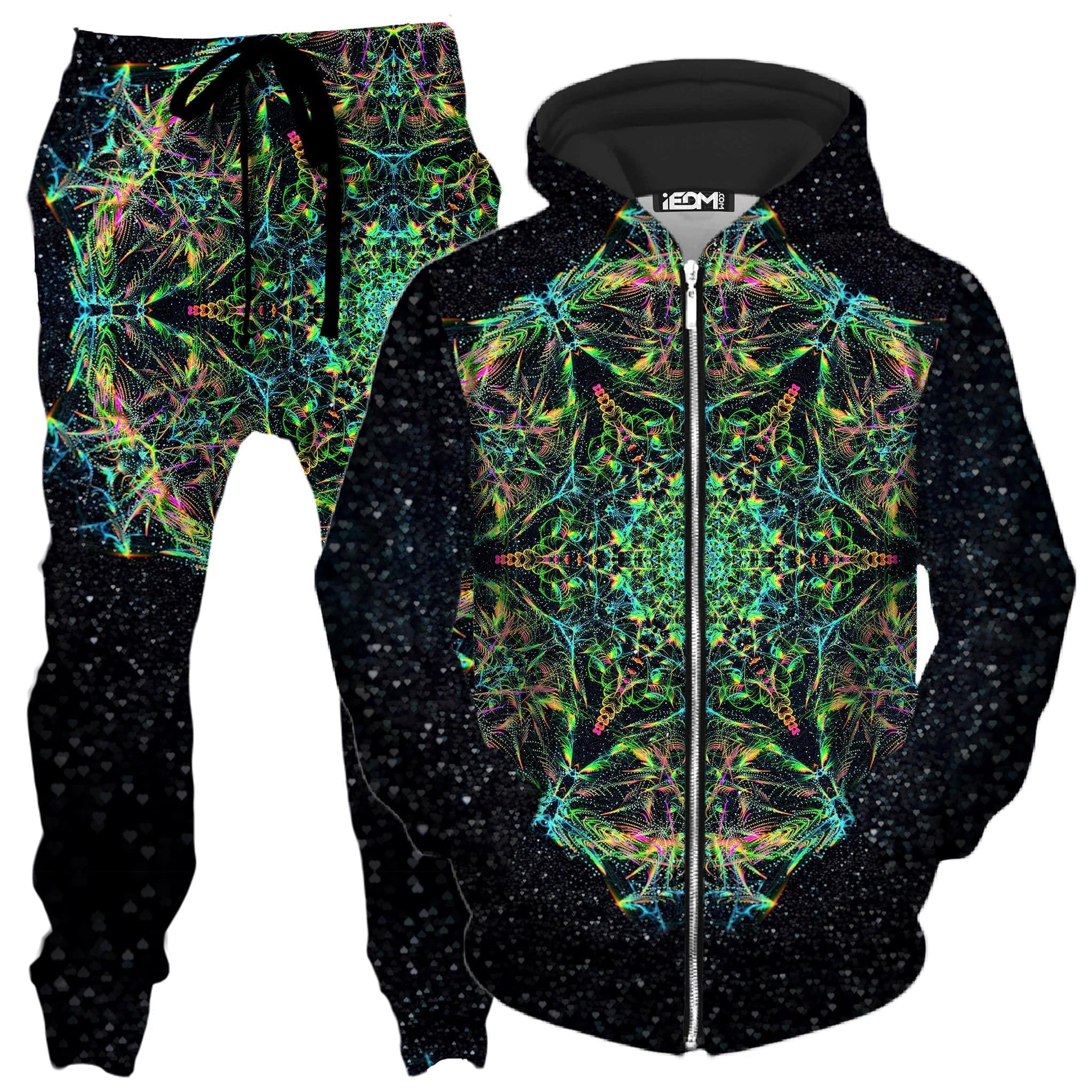 Green Prism Zip-Up Hoodie and Joggers Combo