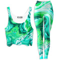 Green Schism Crop Top and Leggings Combo