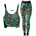 Green Warp Crop Top and Leggings Combo