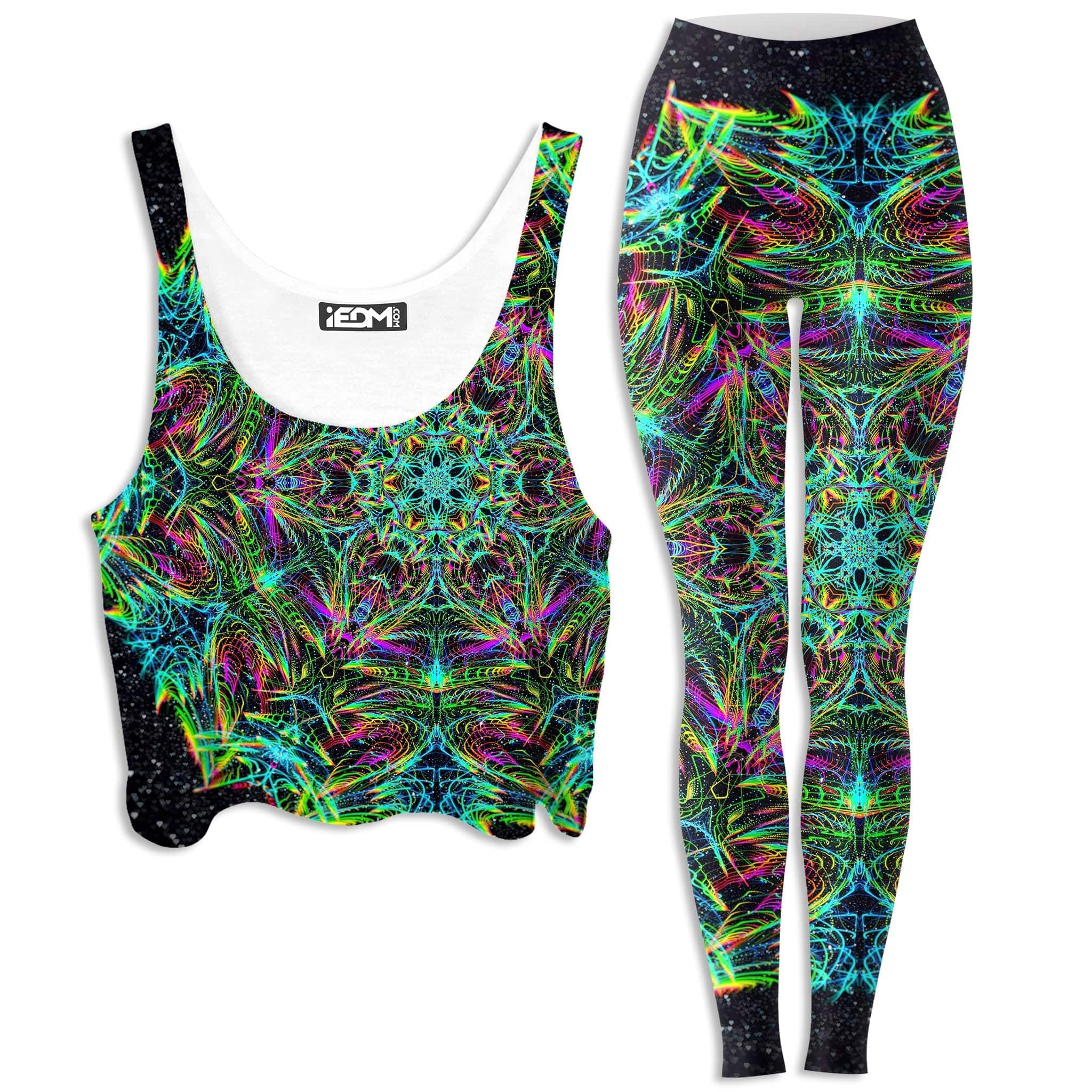 Green Warp Crop Top and Leggings Combo
