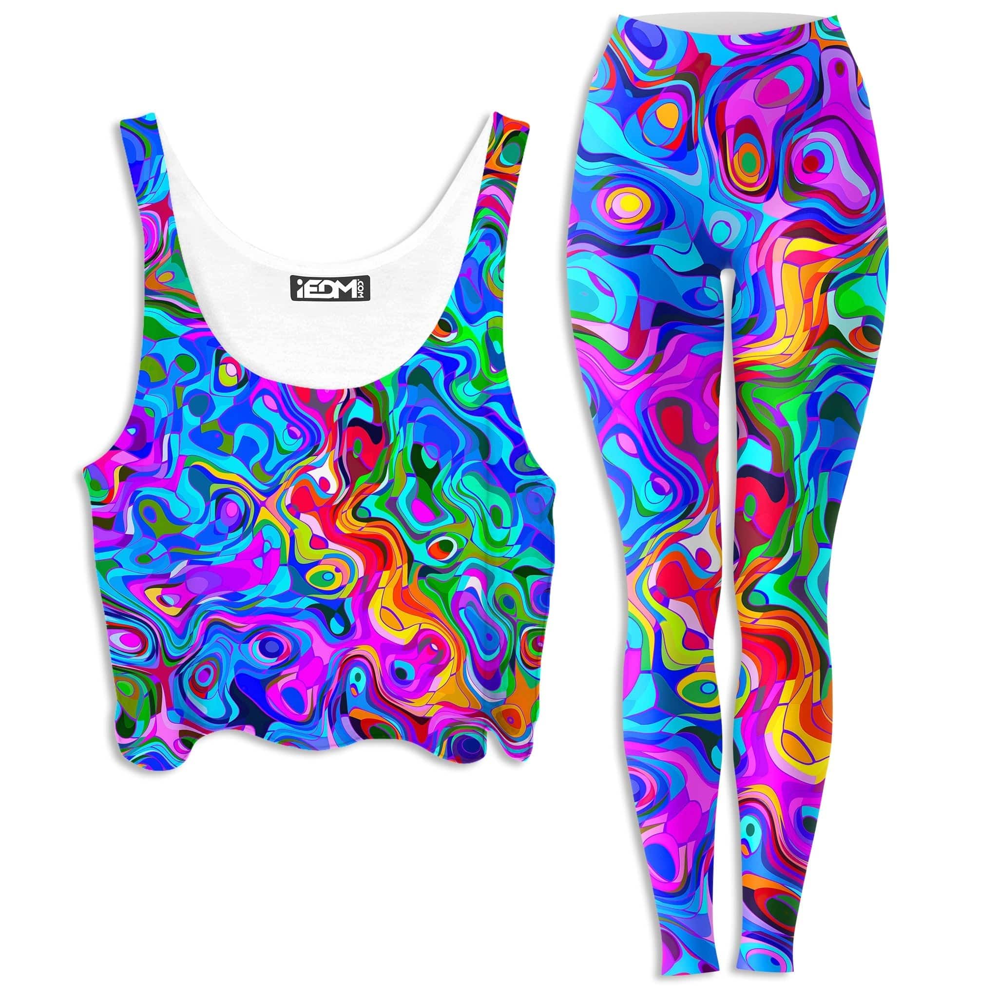Rainbow Waves Crop Top and Leggings Combo