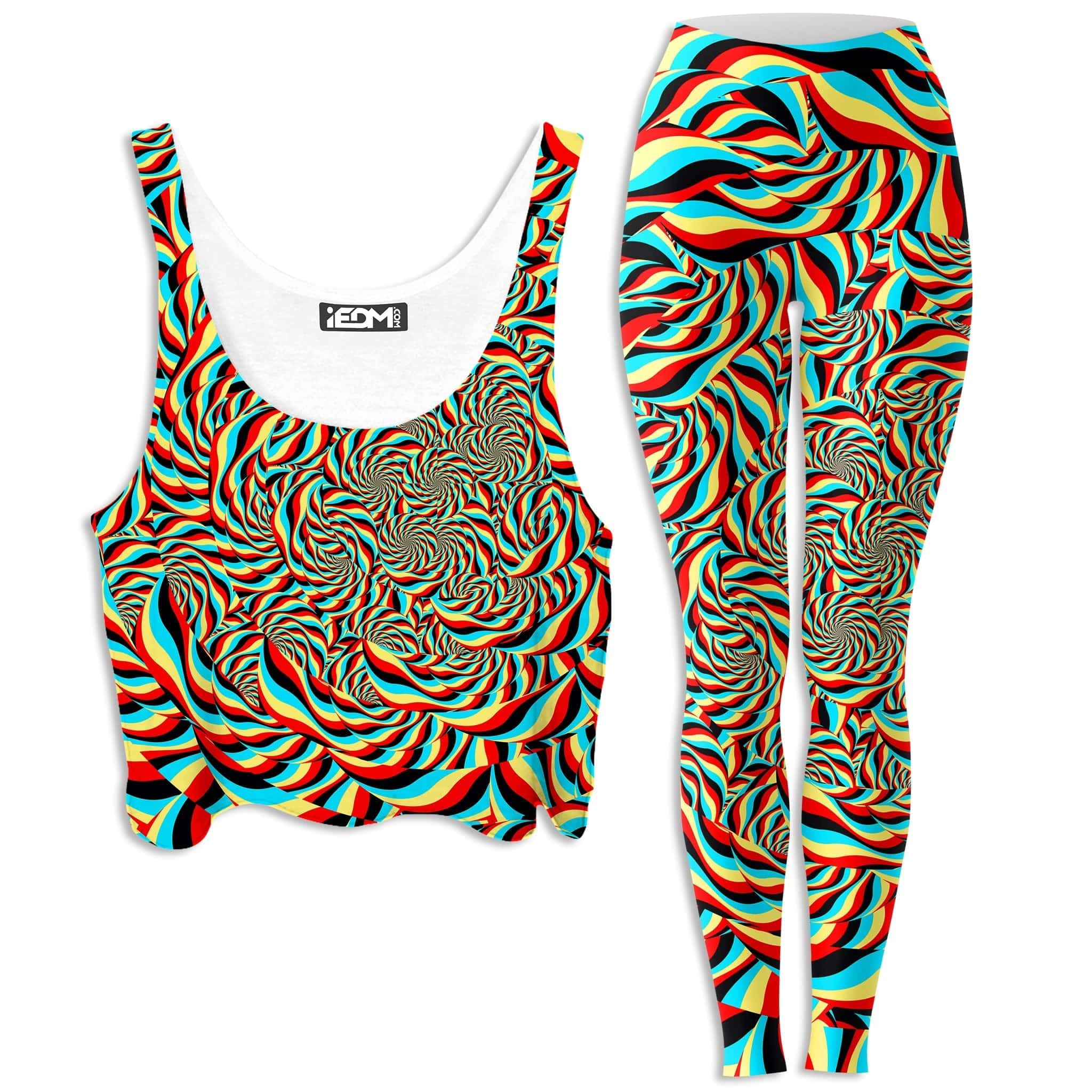 Trippy Swirl Crop Top and Leggings Combo