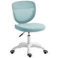 Armless Ergonomic Office Chair with Breathable Mesh Back, Padded Seat & Adjustable Height - Light Blue