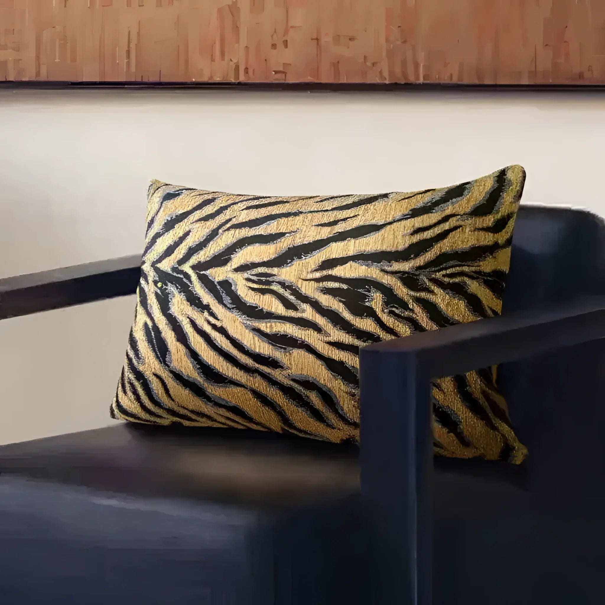Asian Tiger Stripe Jacquard Throw Pillow Cover