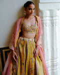 Yellow Minimal Embroidery Lehenga Set By KYNAH, Luxury Indian Fashion & Bridal Wear