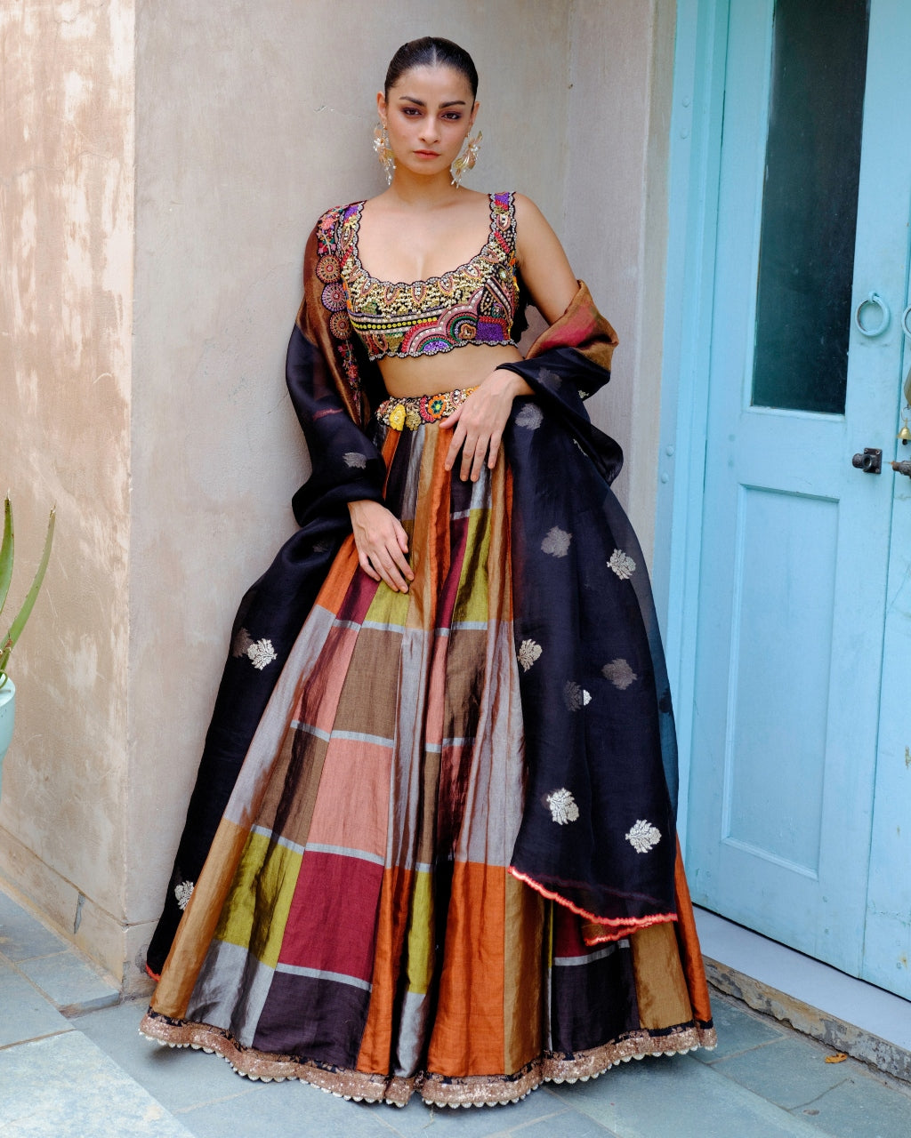 Black Metallic Lehenga Set By KYNAH, Luxury Indian Fashion & Bridal Wear