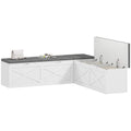 L-Shaped Shoe Bench with Cushion, 5 Soft-Close Storage Compartments, White