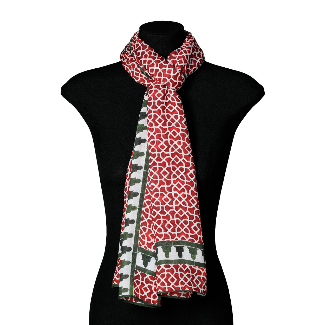Red and Green Scarf Islamic Art - Aziza Iqbal - Alcazaba Rojo