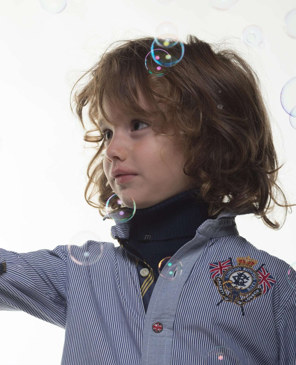 Jersey de cuello vuelto minimo azul niño