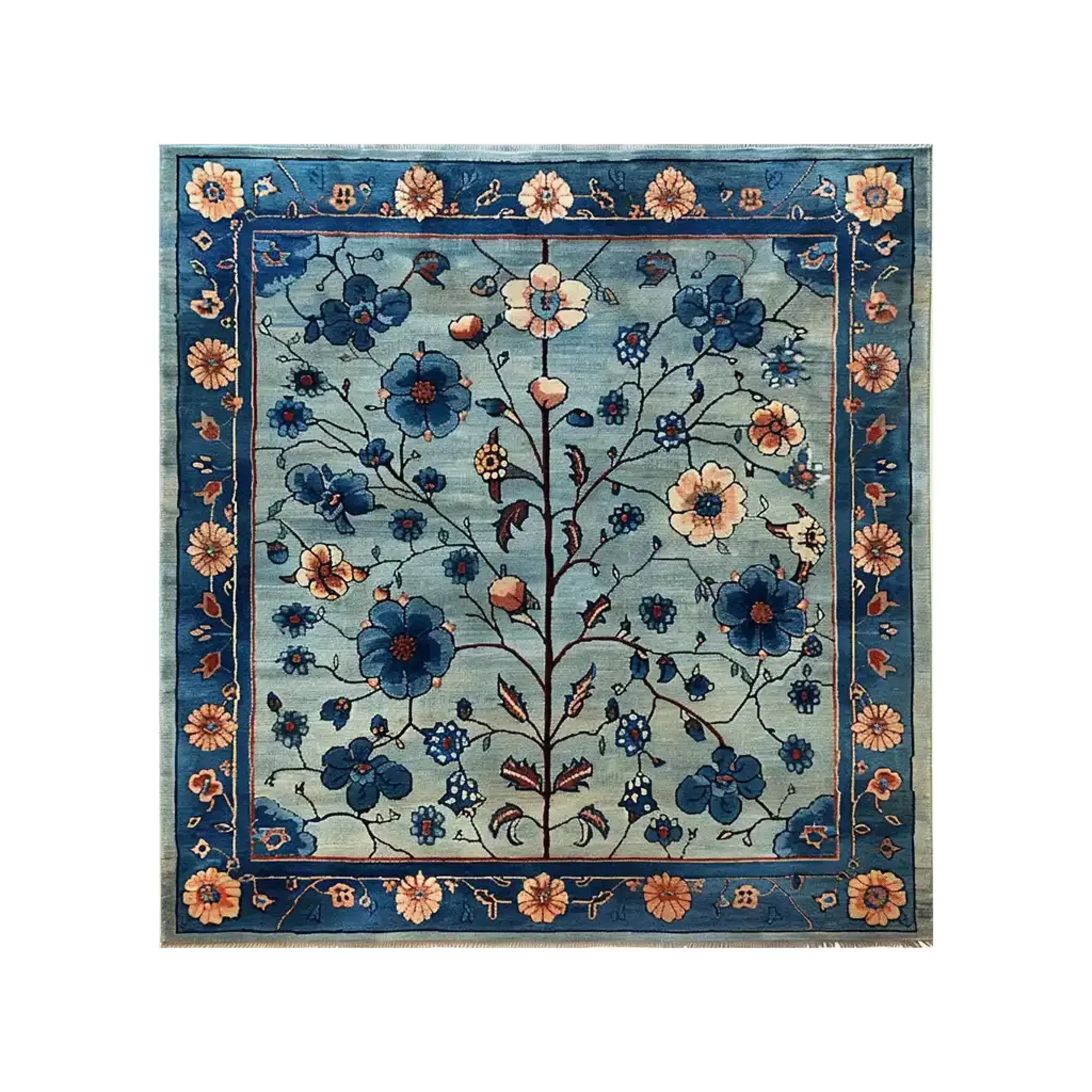 Azure Eternal Knotted Wool Rug
