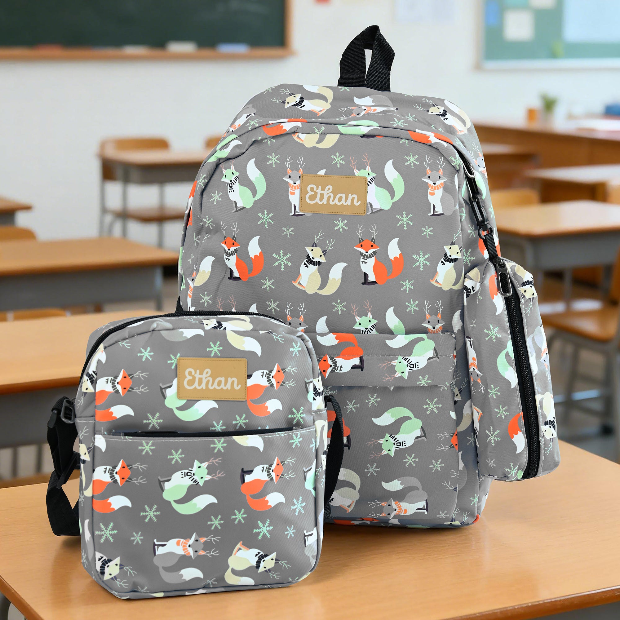 Personalizado lindo animal ajustable mochila bolsa de almuerzo estuche con nombre de vuelta a la escuela regalo de cumpleaños para los niños