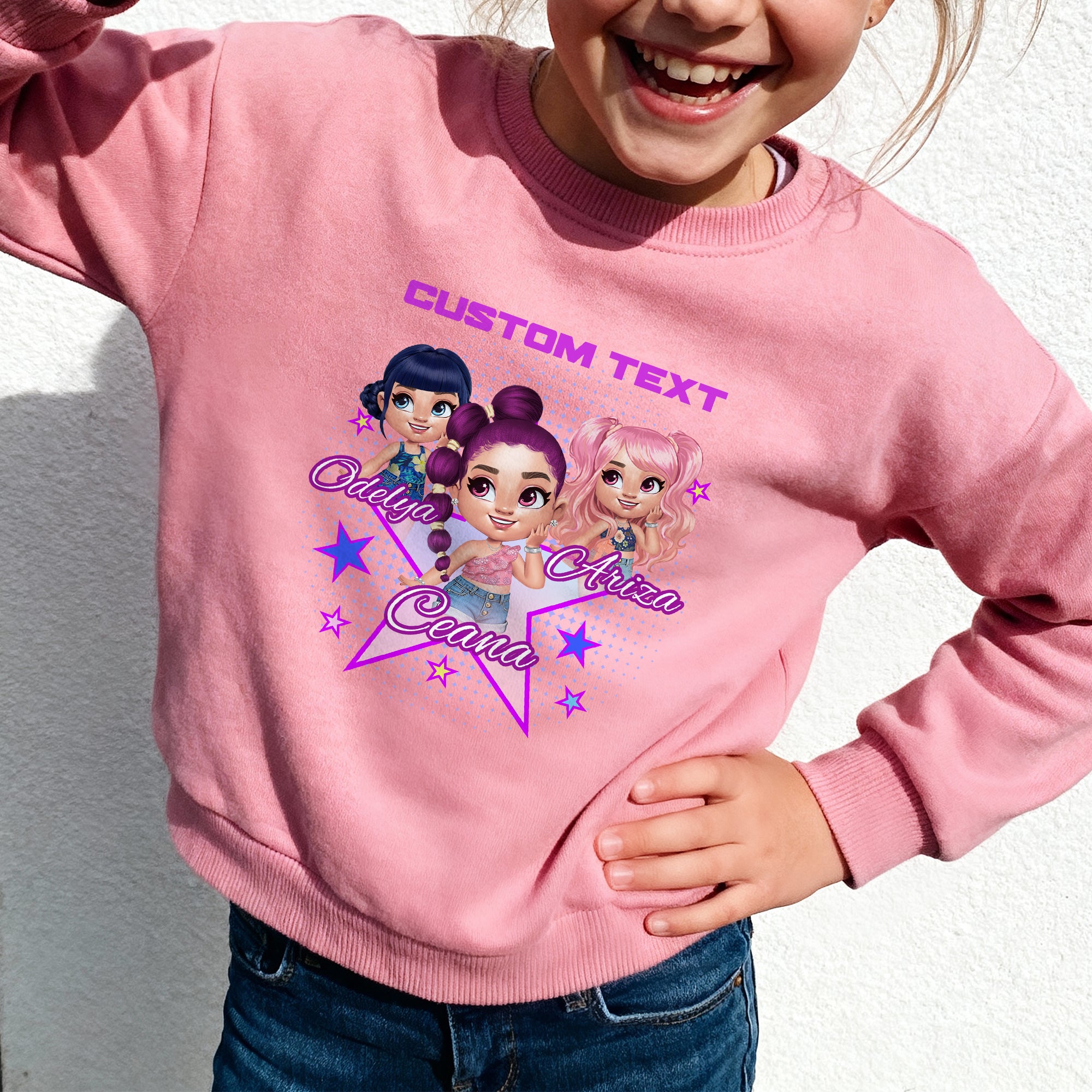 Personalizada de dibujos animados K-Pop Chica Diseño Suave Niño Sudadera Sudadera con capucha con los nombres de desgaste diario de Navidad Cumpleaños de regalo para las niñas