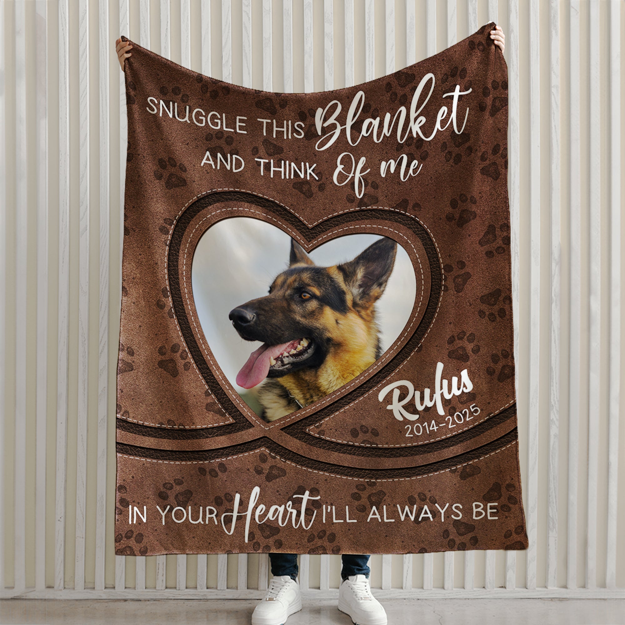 Manta blanda personalizada multicolor con foto de corazón, nombre y fecha Decoración del hogar Conmemoración Simpatía Pérdida de mascota Regalo para dueños de mascotas